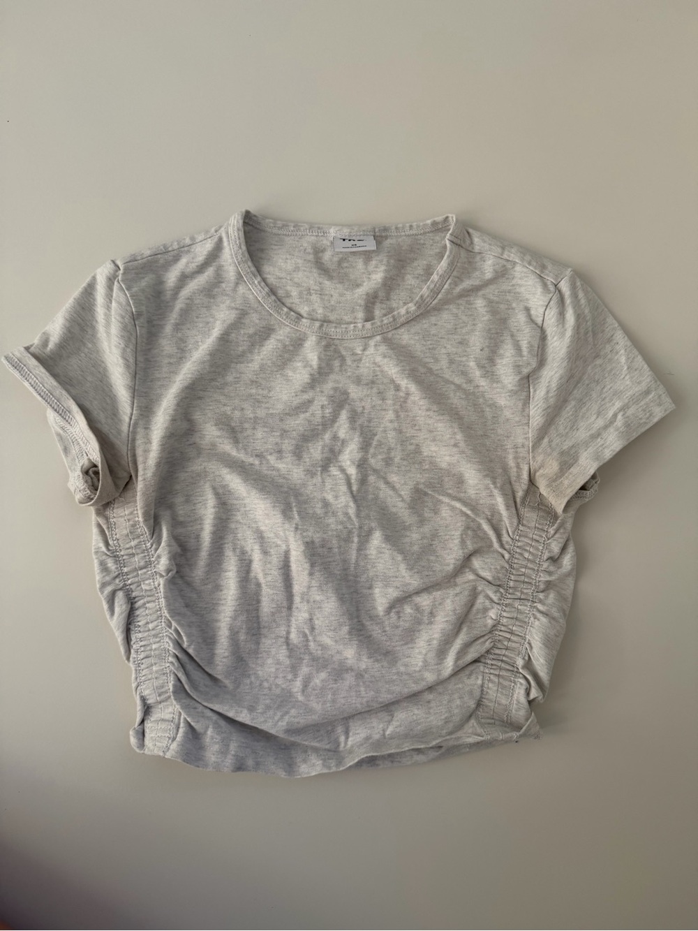 Aritzia Light Gray Tee with Side Ruching